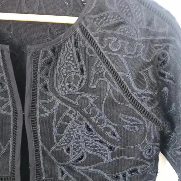 Lucky Brand ☘️ Embroidered Black blouse/jacket Folk Boho Western Indie Small. - Picture 4 of 14